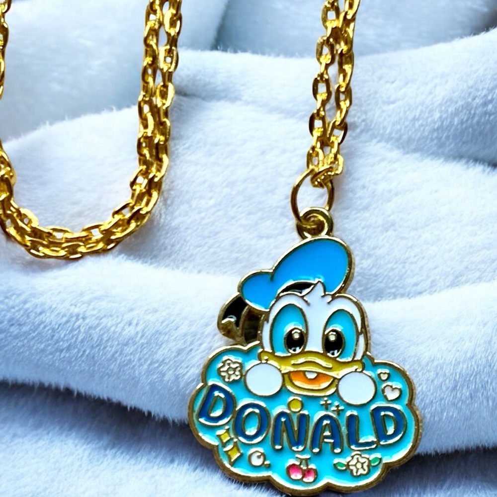 Donald Duck Gold & Blue Enamel Necklace